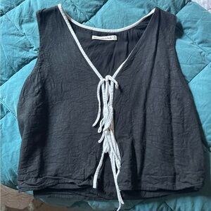 Abercrombie & Fitch Black Linen Tie Vest